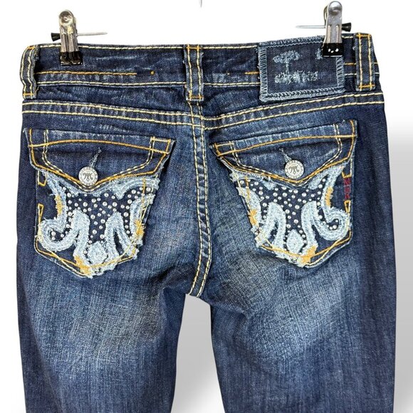 Mek Denim Jeans Womens Sz 26/32 Clayton Slim Boot Low-Rise Embroidered Flap - Picture 6 of 16
